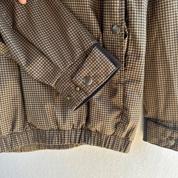 DryJoys by FootJoy Windbreaker Mens Large Brown Houndstooth Pullover Golf Jacket - Picture 5 of 12